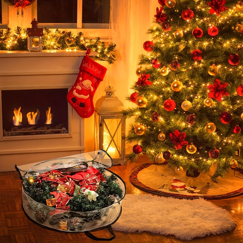 Waterproof Storage Bag with Handle for Christmas Wreaths and Garlands Zippered Organizer