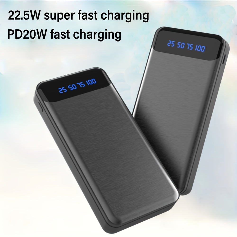 20000mAh Portable Power Bank Fast Charging USB-C USB-A Universal Compatibility Compact Travel Emergency