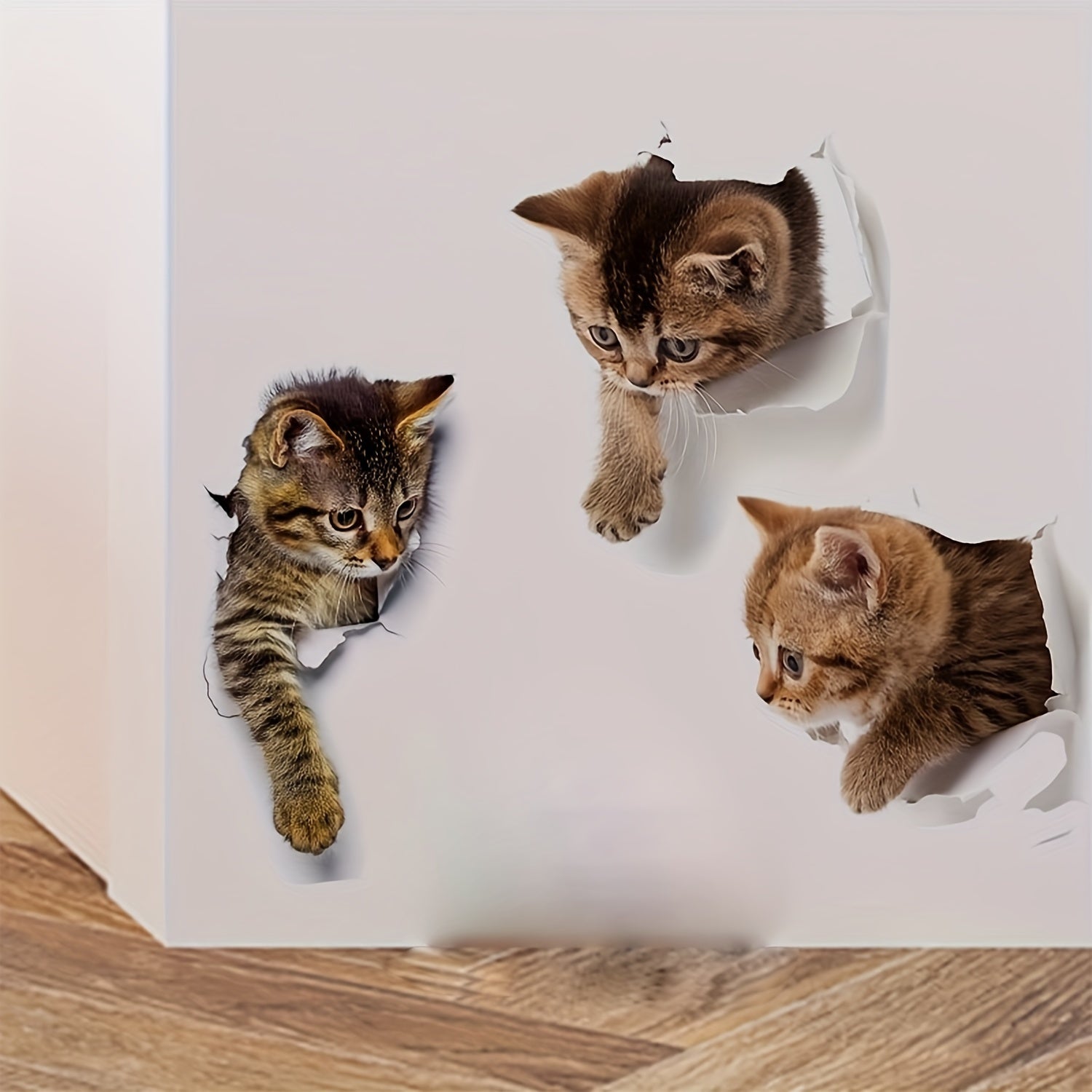 Set of 3 Removable Waterproof PVC Cat Wall Decals for Home Decor