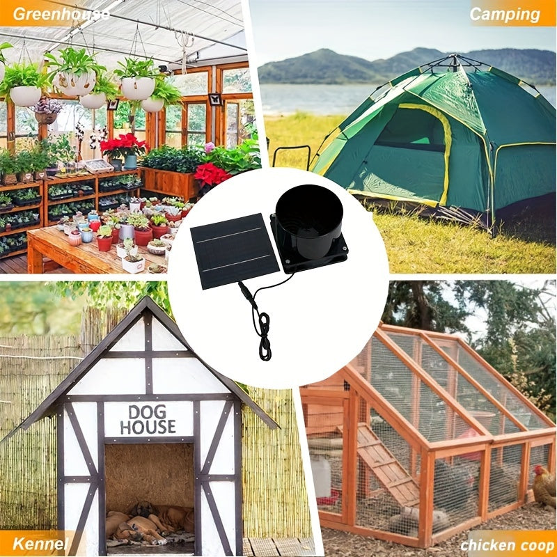 Solar Powered Exhaust Fan Kit with App Control for Pet House and Greenhouse