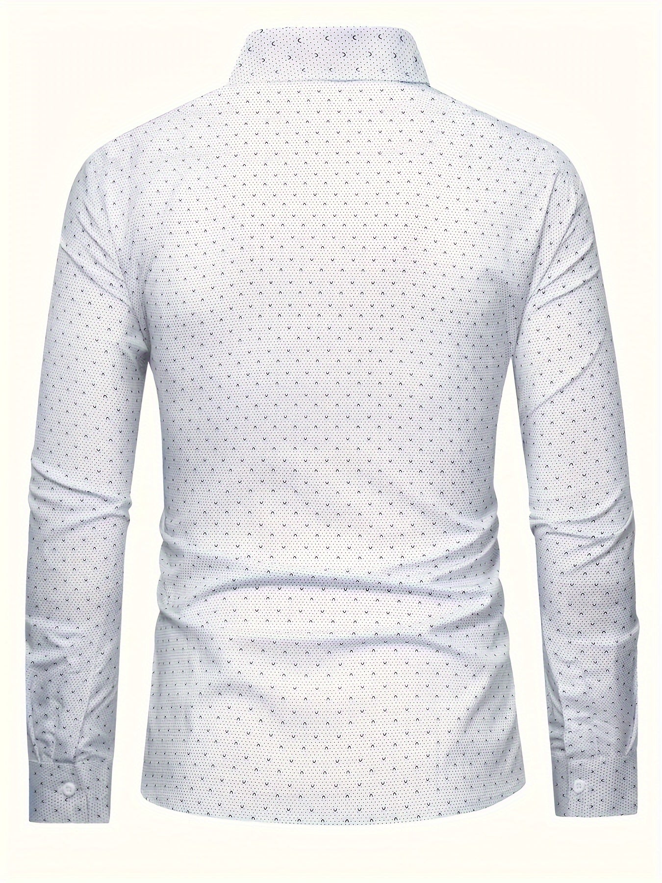 Erkaklar uchun plussiz tasodifiy tugmachali ko'ylak, oy printi bilan - polyester aralashmasi, bahor/kovak uchun cho'zilmaydigan mato