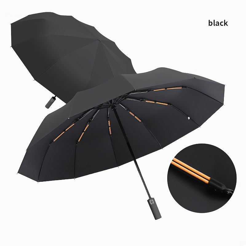 Sombrilla plegable de vinilo para sol y lluvia, automática, 12 varillas