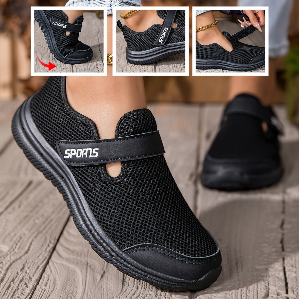 Women's Mesh Sneakers Lightweight Casual Shoes Black Comfortable Outdoor