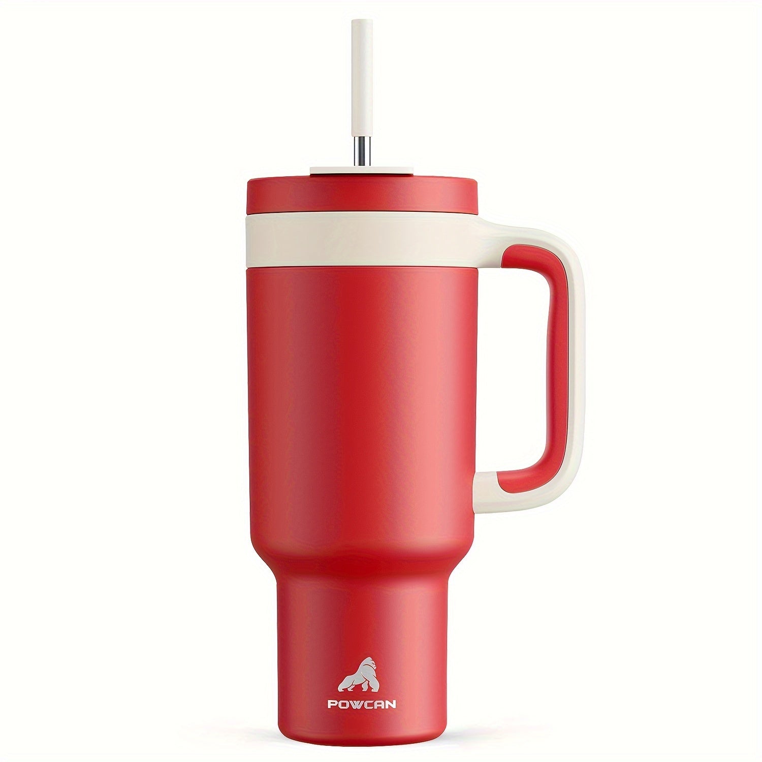 Vaso aislado de acero inoxidable de 40 oz con tapa y pajilla. Mantiene las bebidas frías por 34 horas y calientes por 10 horas. Ideal para exteriores.