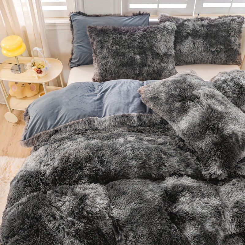 Y2K Tie Dye Plush Duvet Cover Set Includes 1 Duvet Cover and 2 Pillowcases Soft Warm Bedding