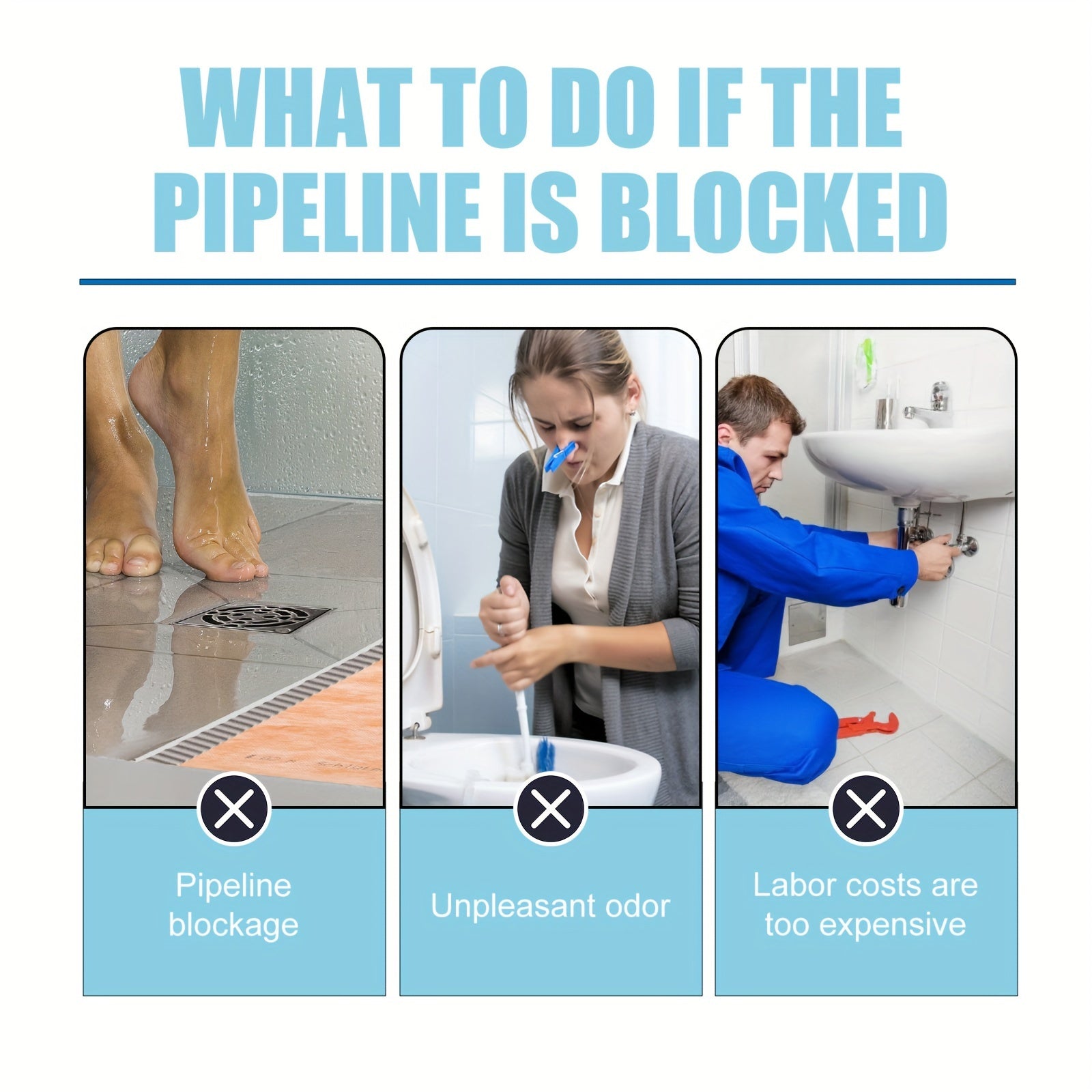 Drain Cleaner 1L Anti-Clog Foaming Pipe Unclogger for Kitchen Sink and Toilet