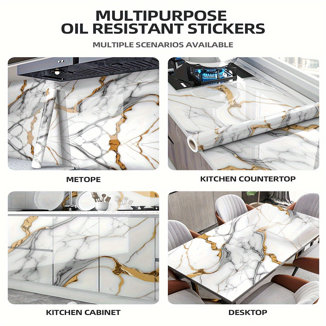 Peel and Stick Marble Pattern Wallpaper Roll for Furniture and Kitchen Walls Waterproof Drawer Liner