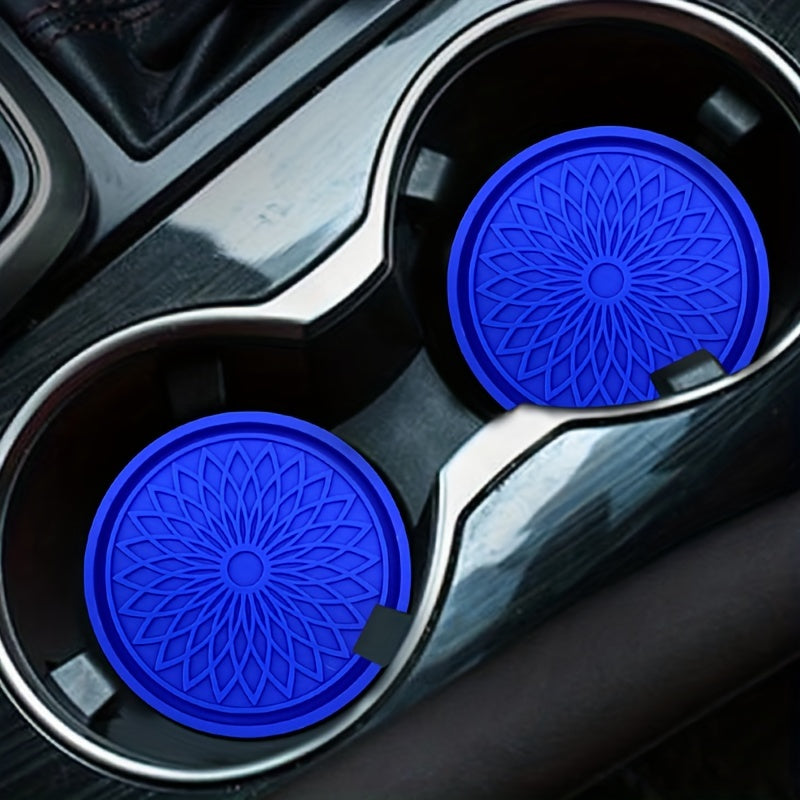 2PCS Car Non-Slip Water Cup Holder Coaster Storage Pad Creative Flower