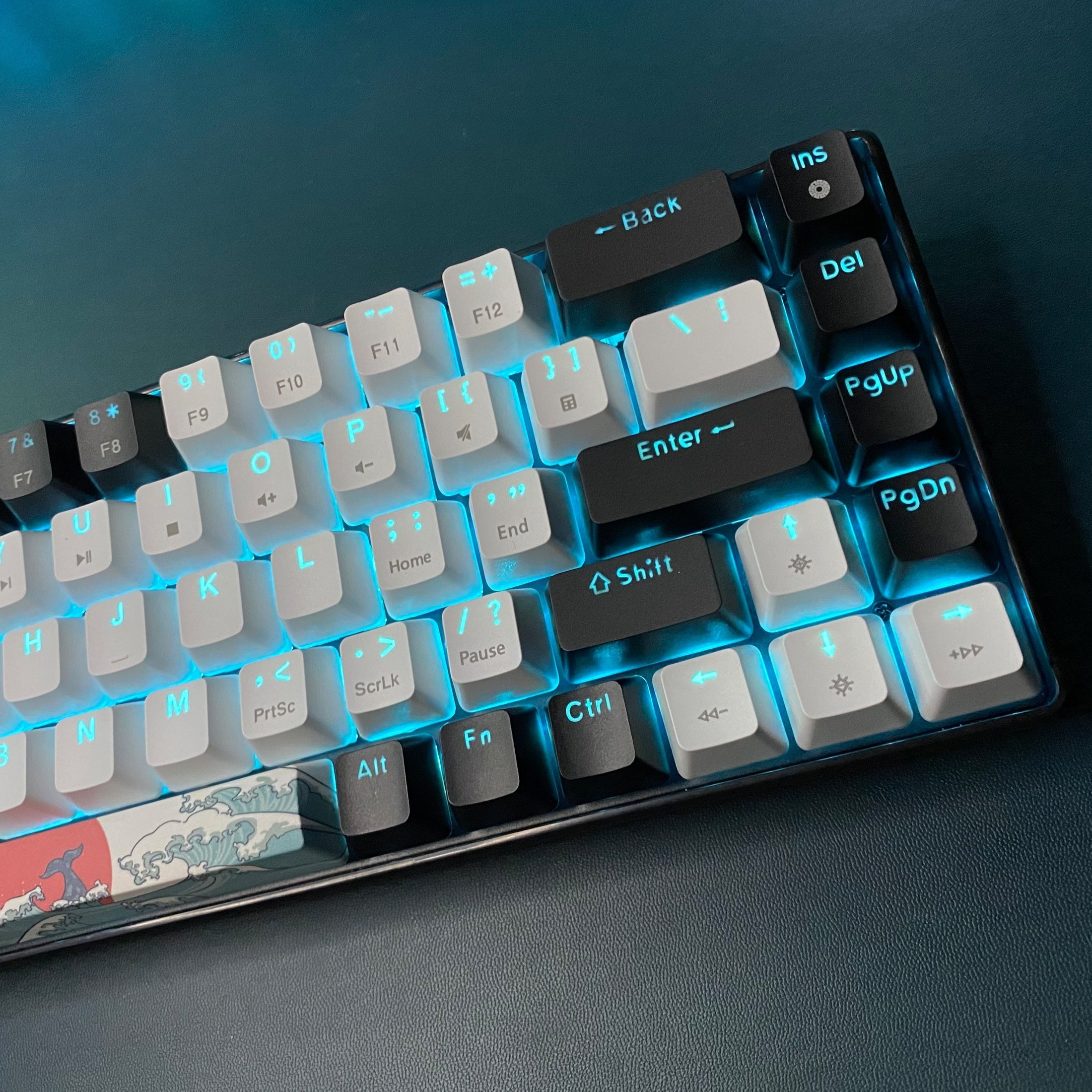 68-Key Mechanical Gaming Keyboard with Blue Backlight Hot-Swappable Switches and Detachable Cable