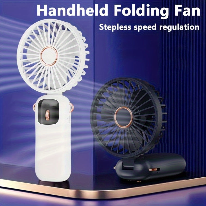 Mini Handheld Fan with LED Display, Rechargeable USB, 1200mAh, 100 Speeds