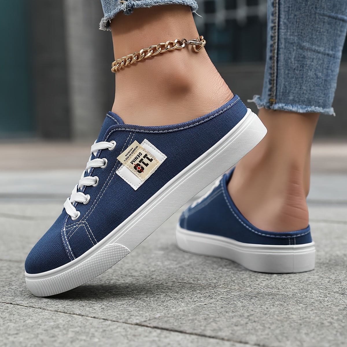 Ayollar uchun slip-on kundalik poyabzal nafas oladigan mato, sirpanmaydigan taglik, qora, oq, pushti