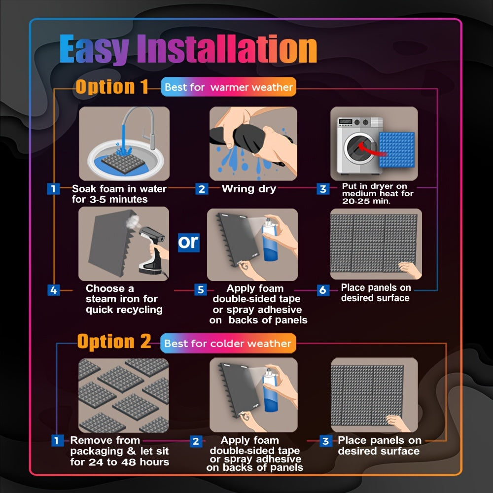 12 штук акустических панелей из пенопласта для снижения шума, звукоизоляции, белые, черные, серые, 30x30x2.5 см