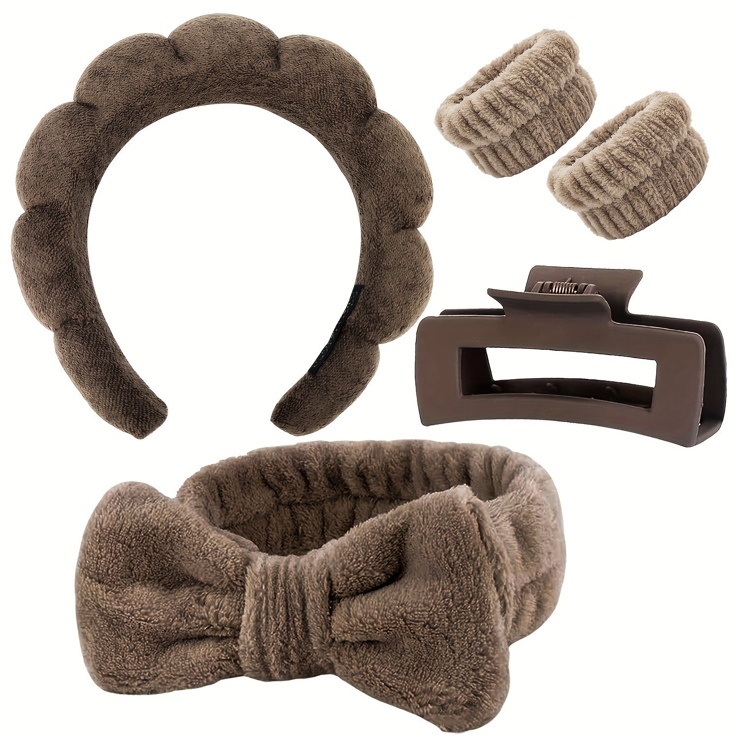 Set de diademas de spa para mujer, pulseras y pinzas para el cabello para lavar la cara