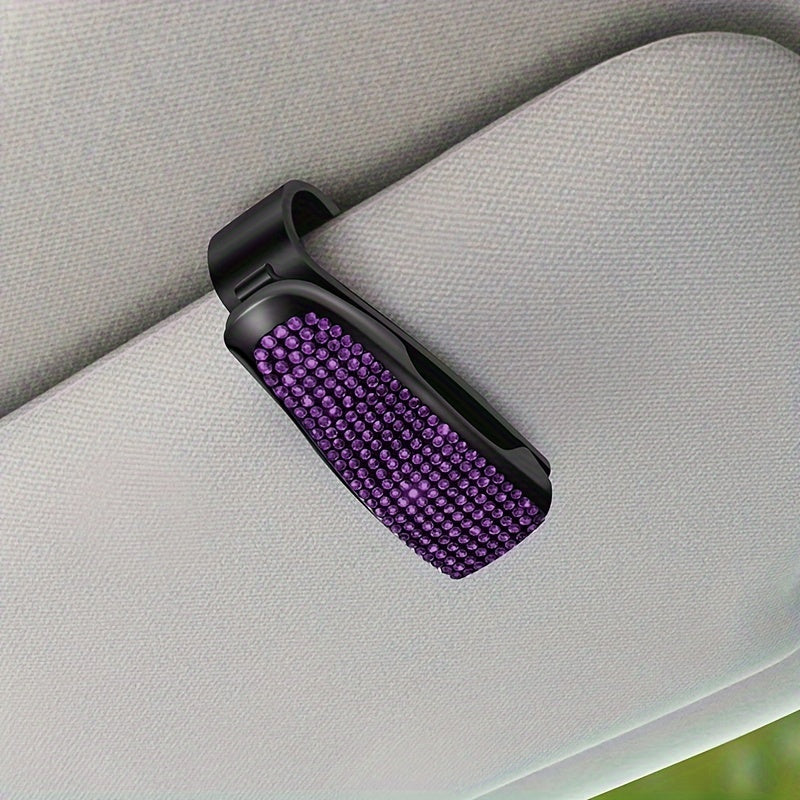 Unisex Rhinestone Car Sun Visor Clip Multi-Functional Glasses Holder