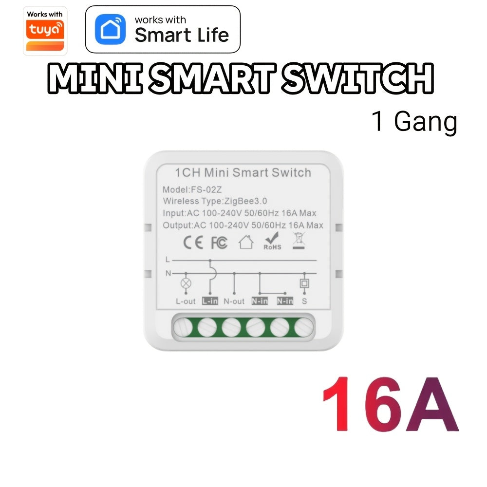 WiFi Mini Smart Switch 1/2/3/4 Gang Voice App Control Timer No Hub Required