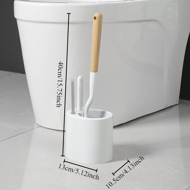 Набор для чистки туалета включает в себя щетку с длинной ручкой, настенное хранилище, щетку для зазоров, мягкие щетинки и подставку для капель. Идеально подходит для тщательной уборки без электричества.