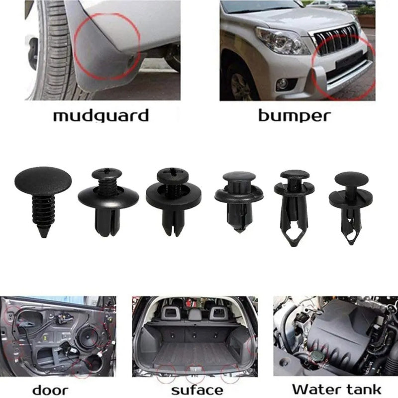 Набор пластиковых крепежей для автомобиля 190 шт., 6 размеров, ремонт бампера, дверных накладок