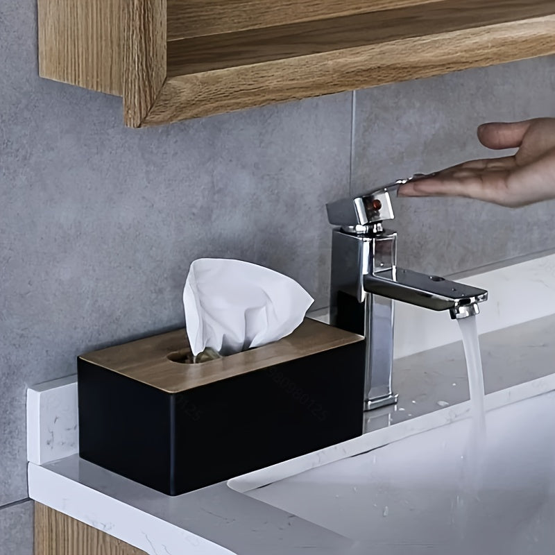 Porta pañuelos de madera grande para baño o sala de estar, gran capacidad