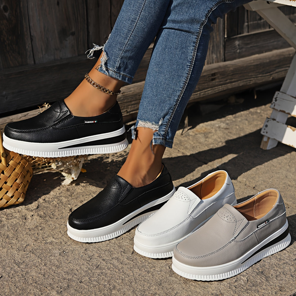 Women's Casual Slip-On Sneakers Lightweight Faux Cover Thick Sole Round Toe