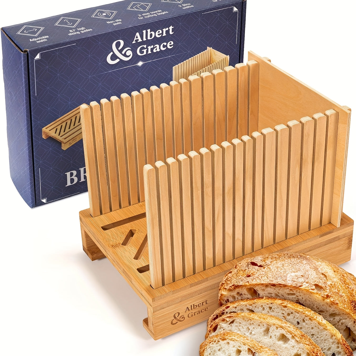 Adjustable Bamboo Bagel Slicer Foldable Bread Cutter for Homemade Bread Perfect Slices