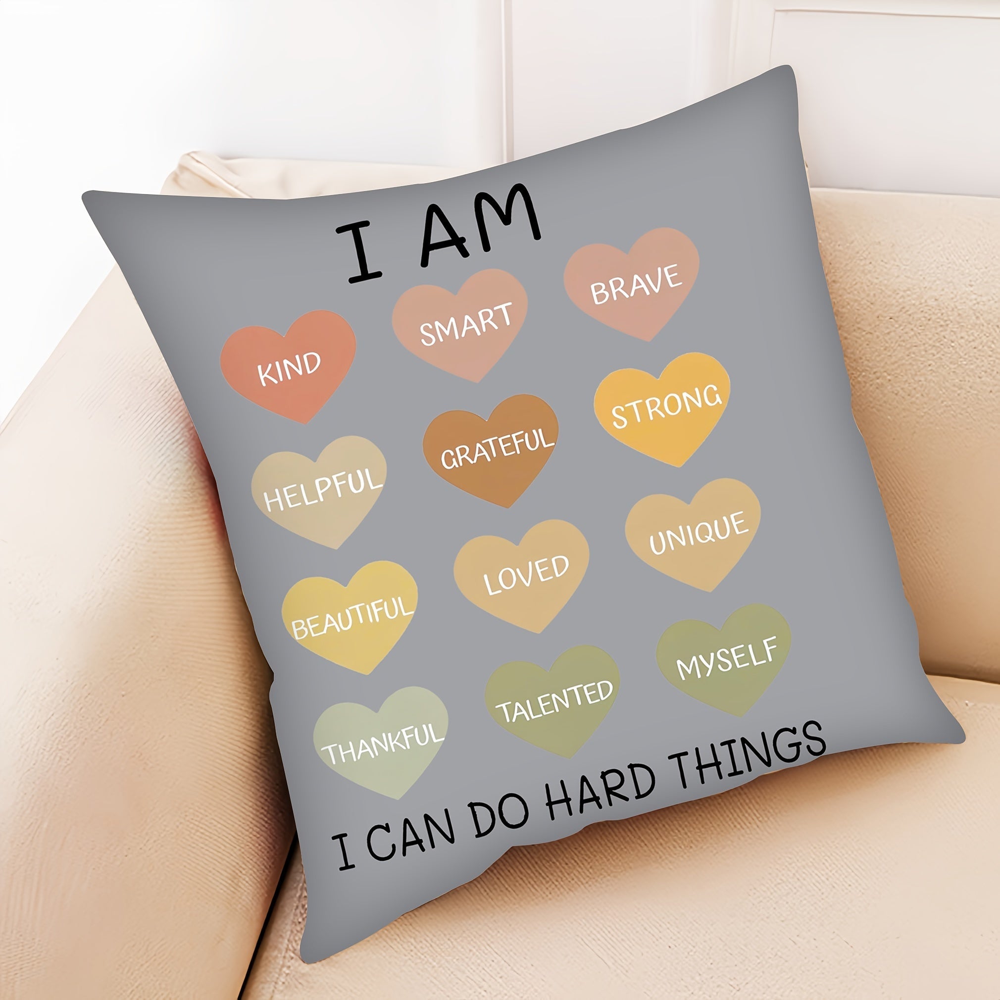 Reversible Polyester Throw Pillow Cover with Inspirational Affirmation for Sofa Chair Home Decor
