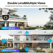 Wireless 2MP Dual Lens Security Camera with Motion Detection Night Vision Waterproof