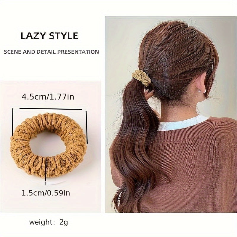 Scrunchies gruesos y anchos con textura y bandas elásticas para el cabello en marrón, blanco y beige