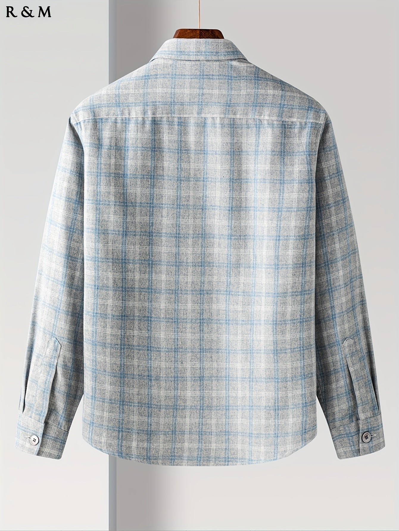 Men's Plaid Long Sleeve Shirt Polyester Blend Button-Up Casual Semi-Formal