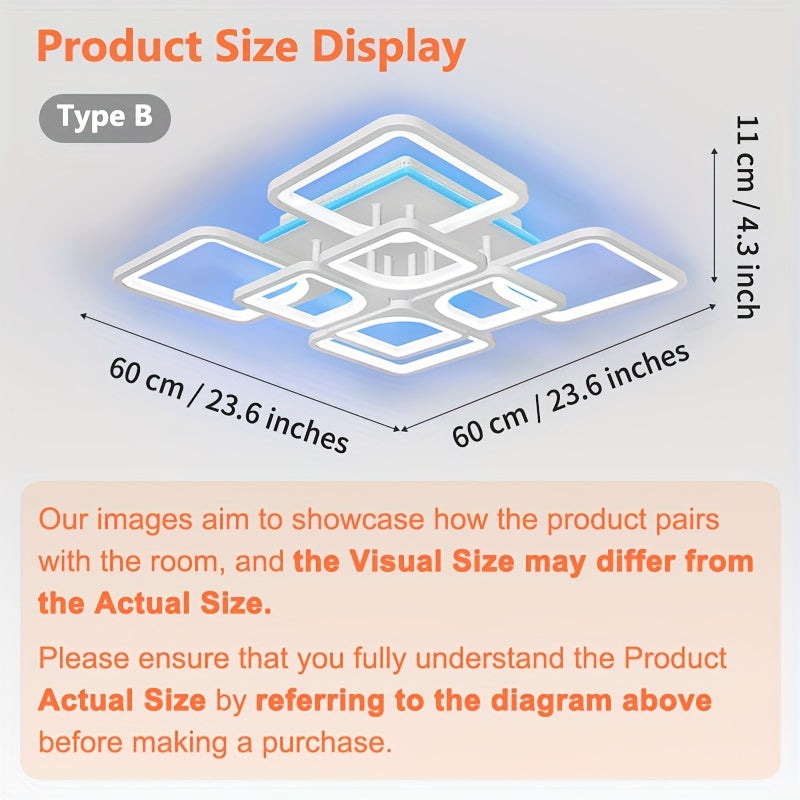 Luz de techo LED inteligente regulable con control remoto para dormitorio y sala de estar