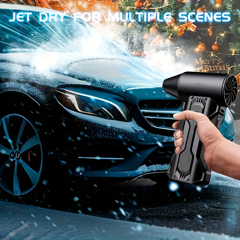 Mini USB Rechargeable Turbo Jet Fan for Computers Keyboards Cars Outdoor Black LED Display