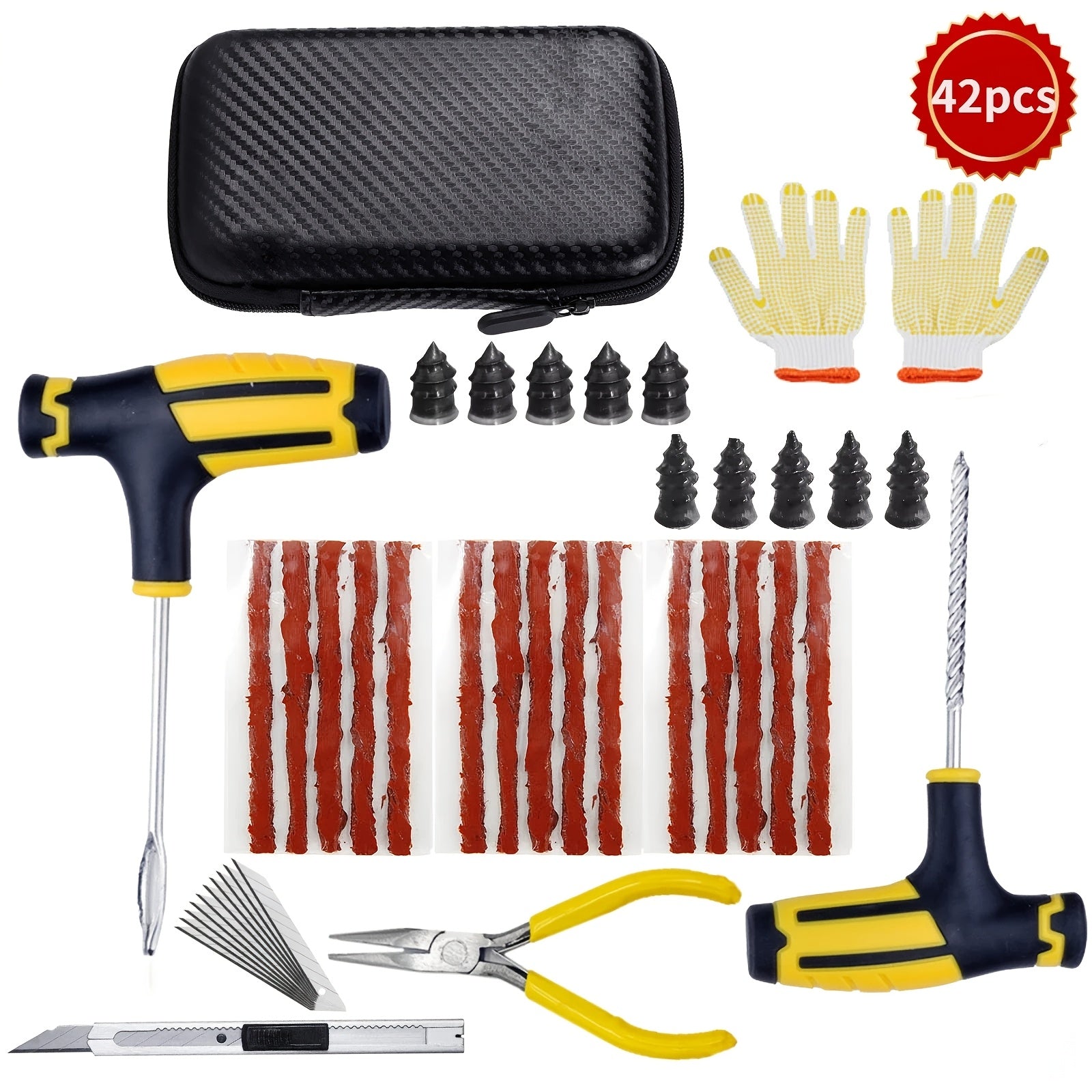 Car Tire Repair Kit for Cars and Motorcycles with Durable Metal Tools