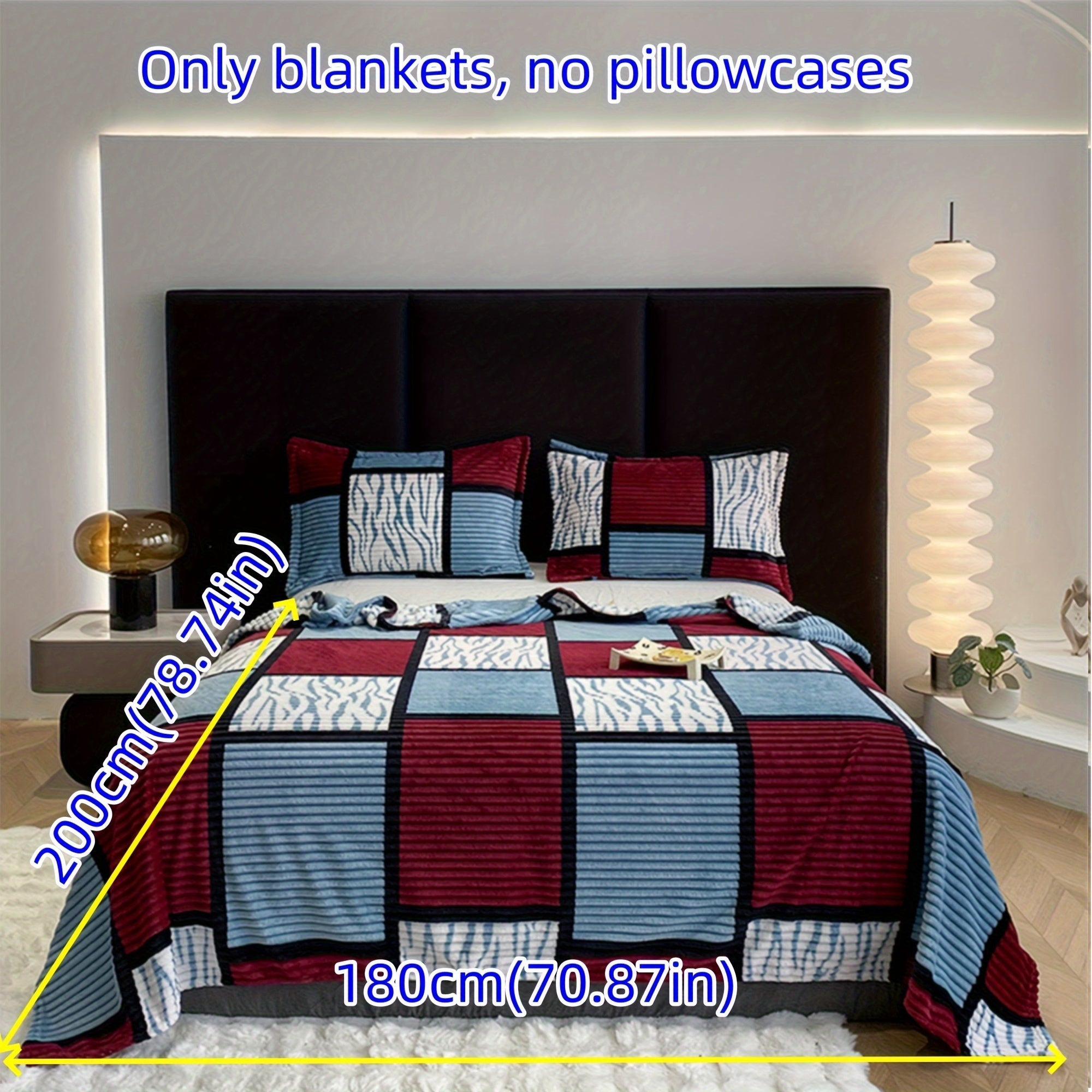 Striped Grid Blanket Lightweight Breathable All-Season Sofa Bed Travel 1 Piece