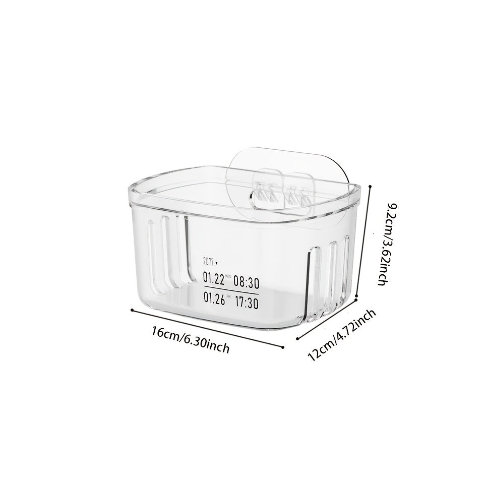 Прозрачная кухонная корзина для хранения - 1 шт. Настенный органайзер для мелких предметов, установка без сверления. Изготовлена из пластика с открытой конструкцией стеллажа для хранения.