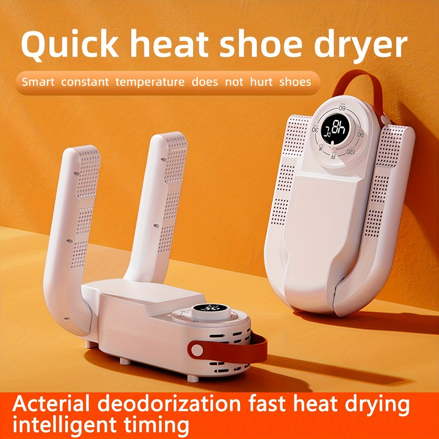 Portable Shoe Dryer with UV Deodorization Fast Heating Folding Design for Home Dorm White Red