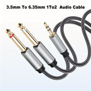 Cable de audio de 3.5mm a 6.35mm 2-en-1, malla de nylon, aleación de aluminio, sonido de alta fidelidad para PC, teléfono, tableta, micrófono, altavoz, guitarra