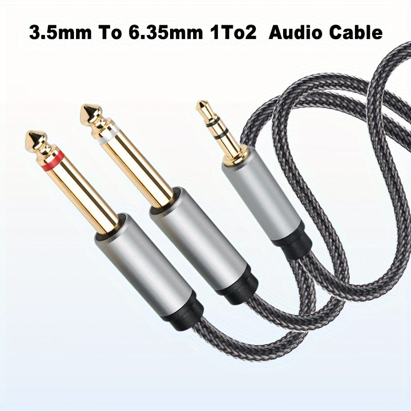 3.5mm to 6.35mm Audio Cable 2-in-1 Nylon Mesh Aluminum Alloy High-Fidelity Sound for PC Phone Tablet Microphone Speaker Guitar