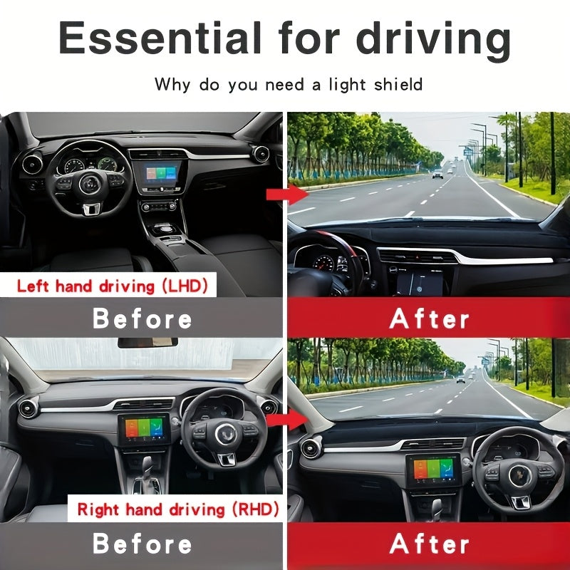 Car Dashboard Mat Polyester Black Green Anti-Slip UV Protection for Left-Hand Drive