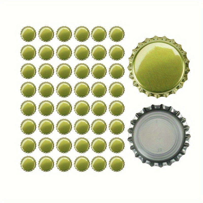 50 Golden, Silver, and Black Beer Bottle Caps for Home Brewing and Bar Tools