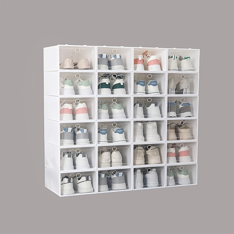 15 Pack Clear Plastic Shoe Storage Boxes with Flip Top for Home Organization