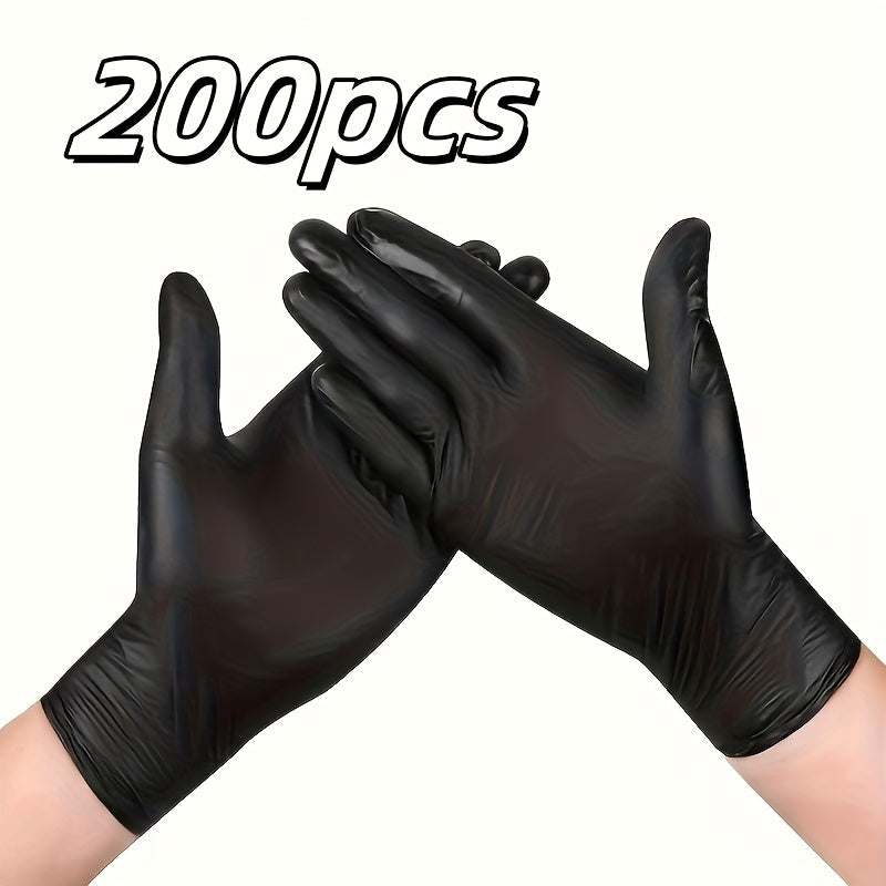 200 Black Disposable Nitrile Gloves Powder Latex Free Waterproof for Cleaning Tattoo Haircut