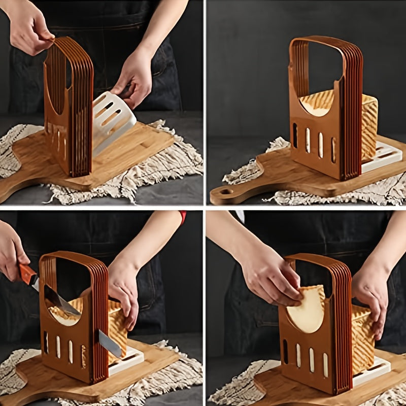 Set de cortador de pan para pan casero, croissants, sándwiches, plegable y compacto, guía para uso en cocina