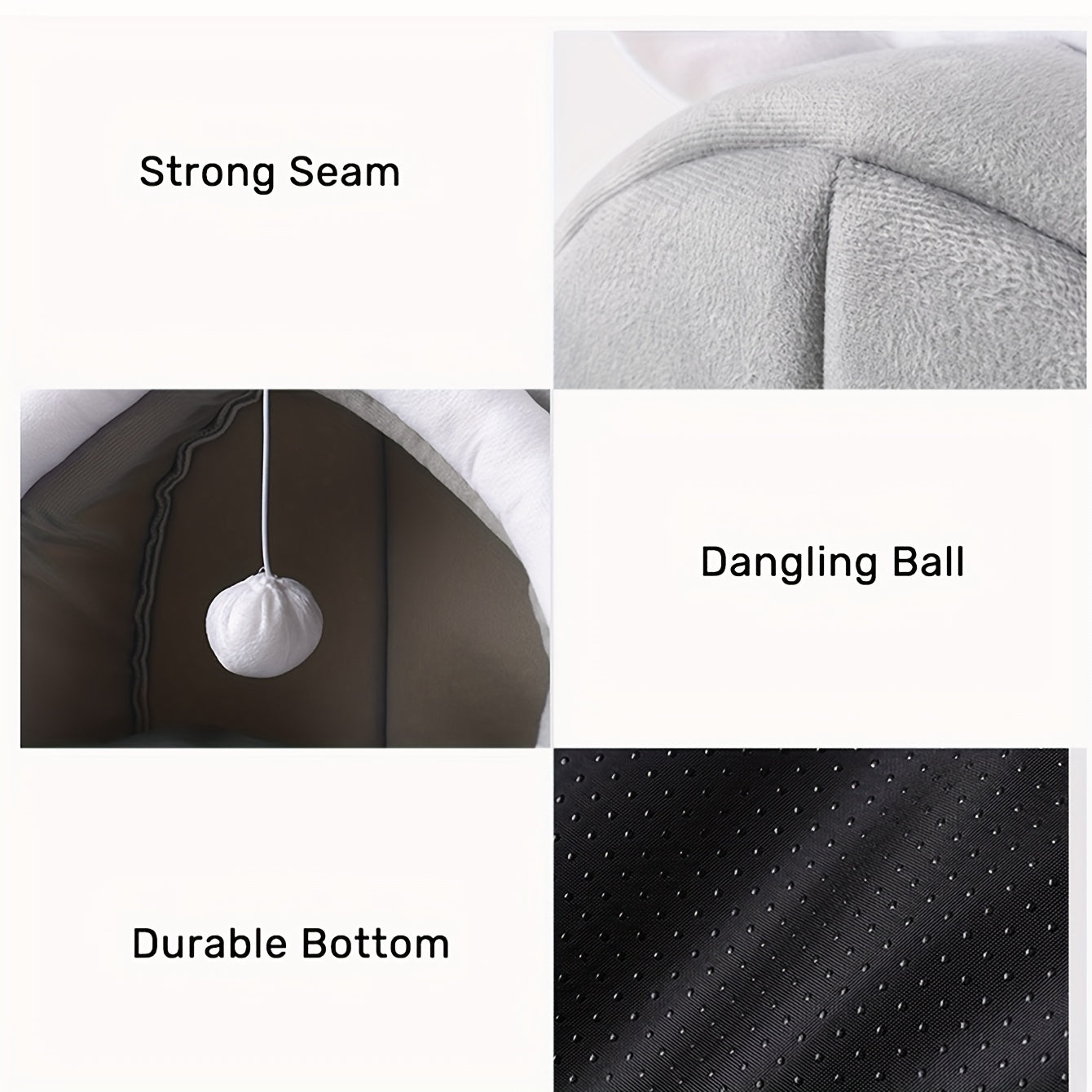 Convertible Grey Cat Ear Pet Bed for Small to Medium Cats and Dogs All-Season Indoor Lounge