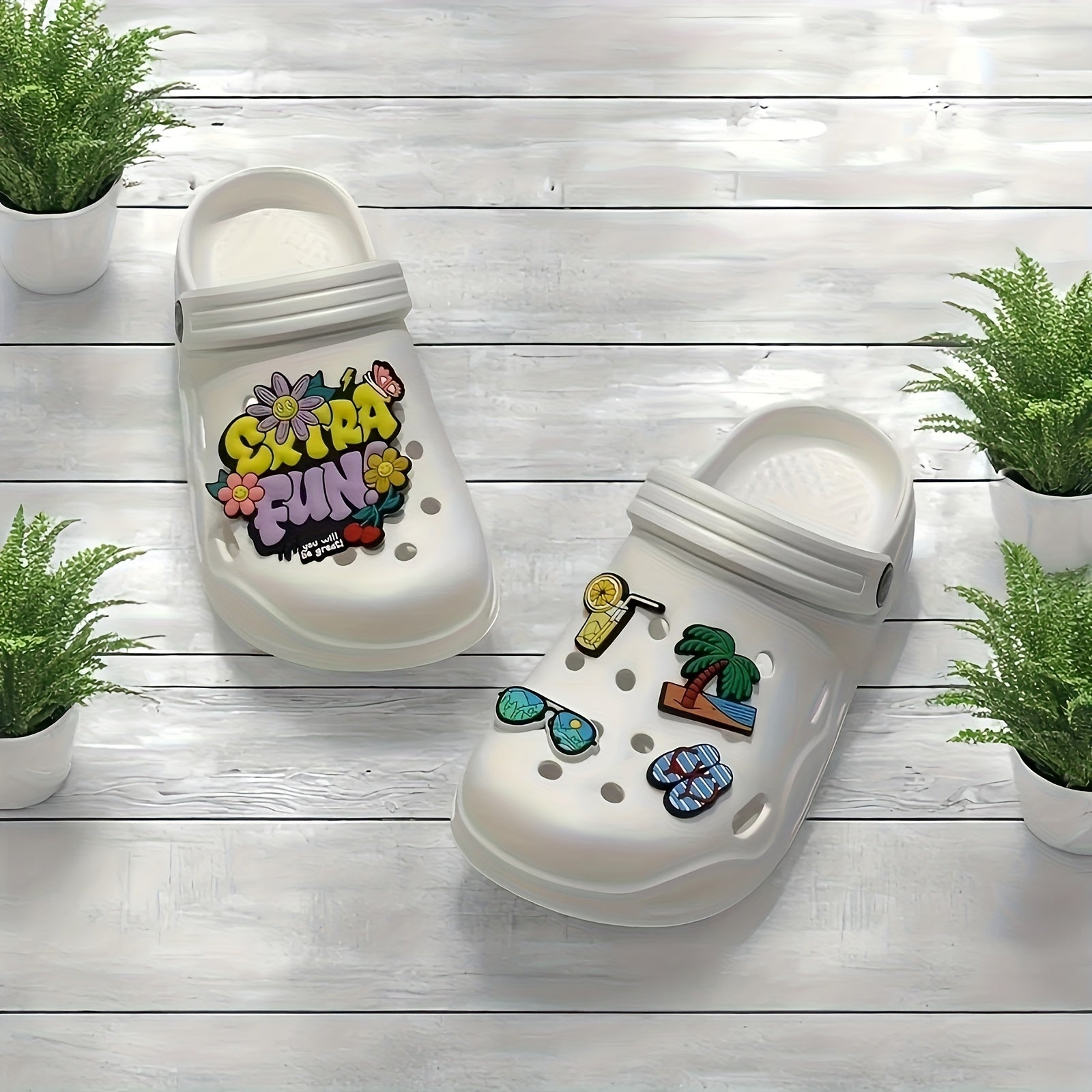 Women's Summer Beach Sandals Eva Flat Sole White Casual Slip-On Shoes