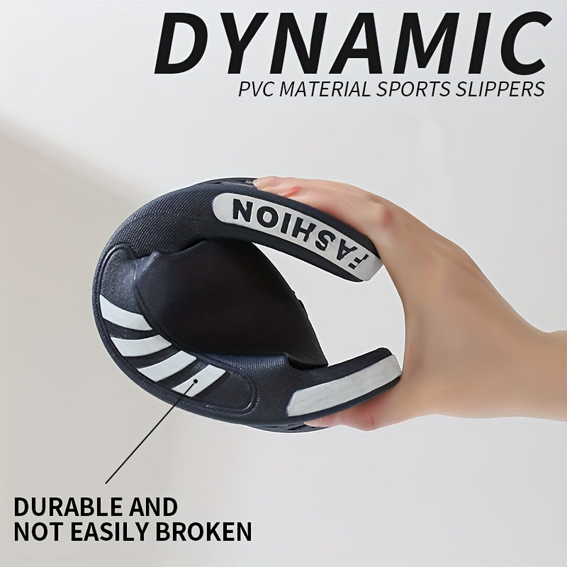 Erkaklar uchun yozgi PVC sandallar, ochiq va yopiq joylarda foydalanish uchun, sirpanmaydigan va kiyishga chidamli taglik bilan. Qulay surish orqali kiyiladigan sandallar.