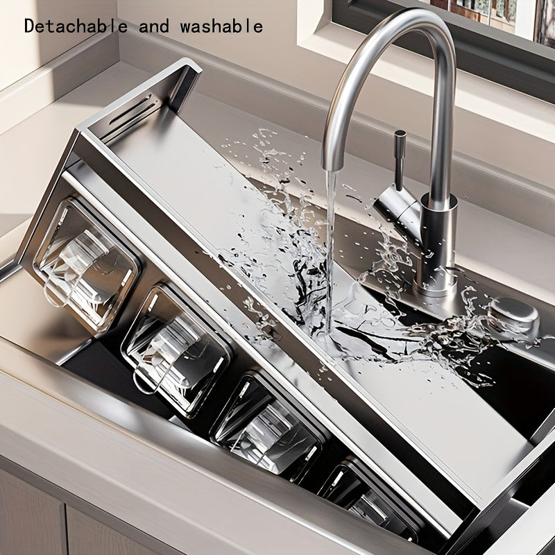 Настенный органайзер для специй с контейнерами и банками для приправ, алюминиевый материал, установка без сверления