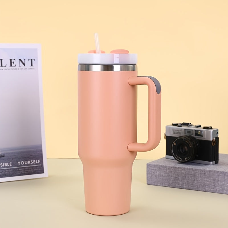 Insulated Stainless Steel Tumbler 30oz with Straw Handle Double-Walled Travel Mug