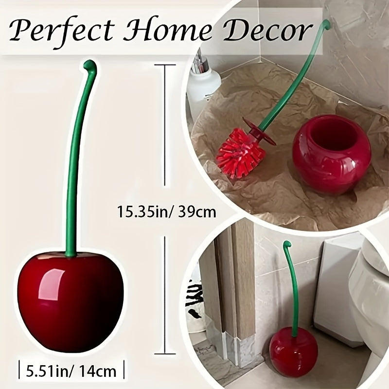 Cherry-Shaped Toilet Brush Set with Long Handle and Holder for Bathroom Cleaning
