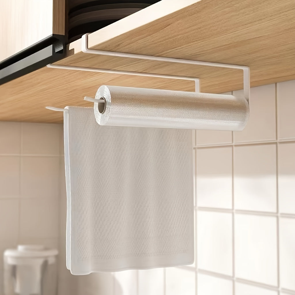 Kitchen Paper Towel Holder No-Drill Cabinet Mount Easy Install Storage