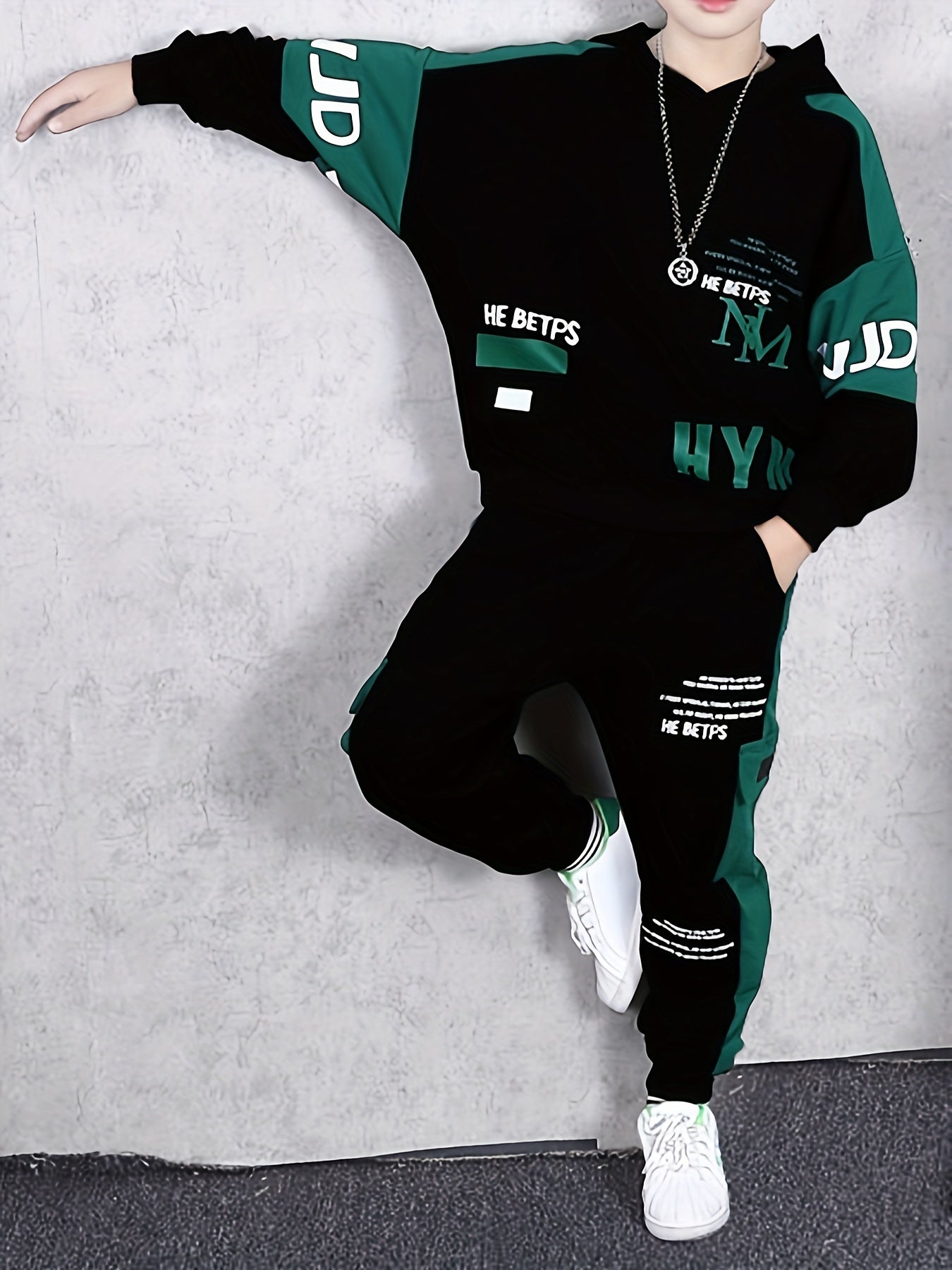 Детский комплект худи для мальчиков осень 2024 хлопковая смесь уличная одежда повседневная спортивная