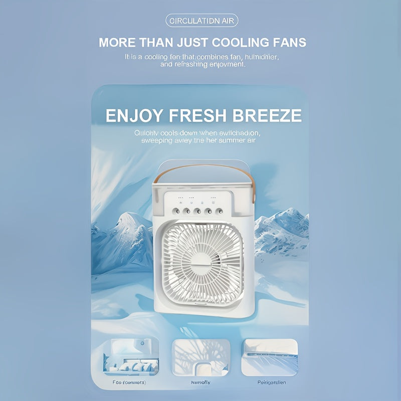 Portable Evaporative Air Cooler Fan with Atmosphere Light USB Powered Compact for Home Office